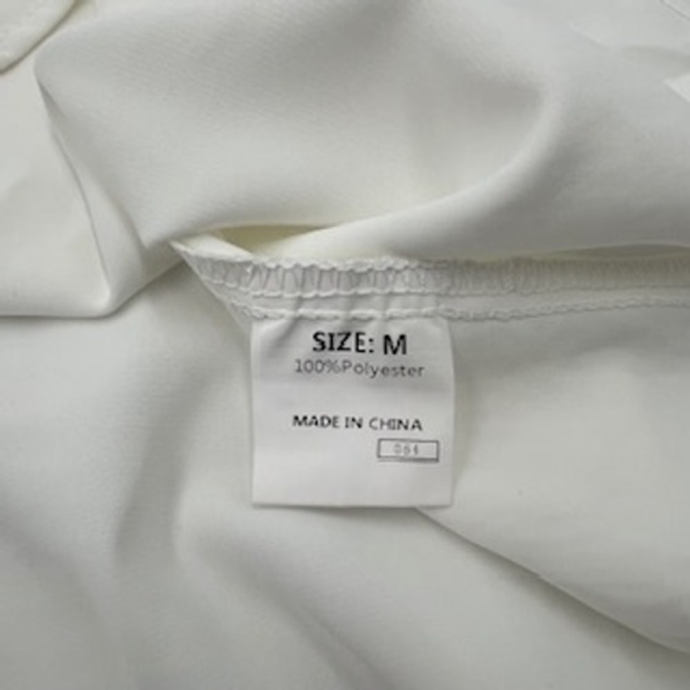 Evaless Womens White Asymmetrical Neckline Blouse Smocked Cuff Size M NWT - Picture 11 of 11